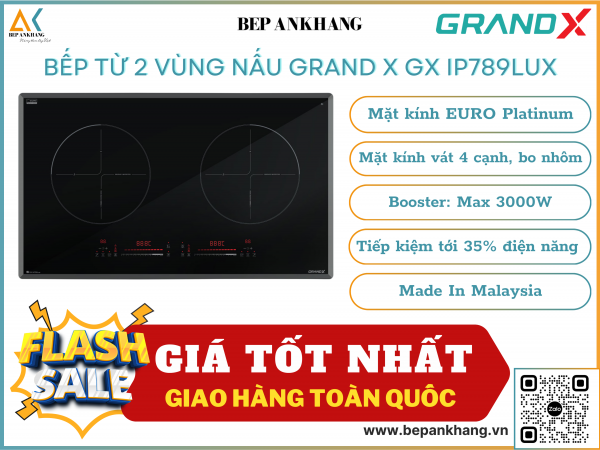 Bếp từ 2 vùng nấu Grand X GX IP789Lux - Made In Malaysia